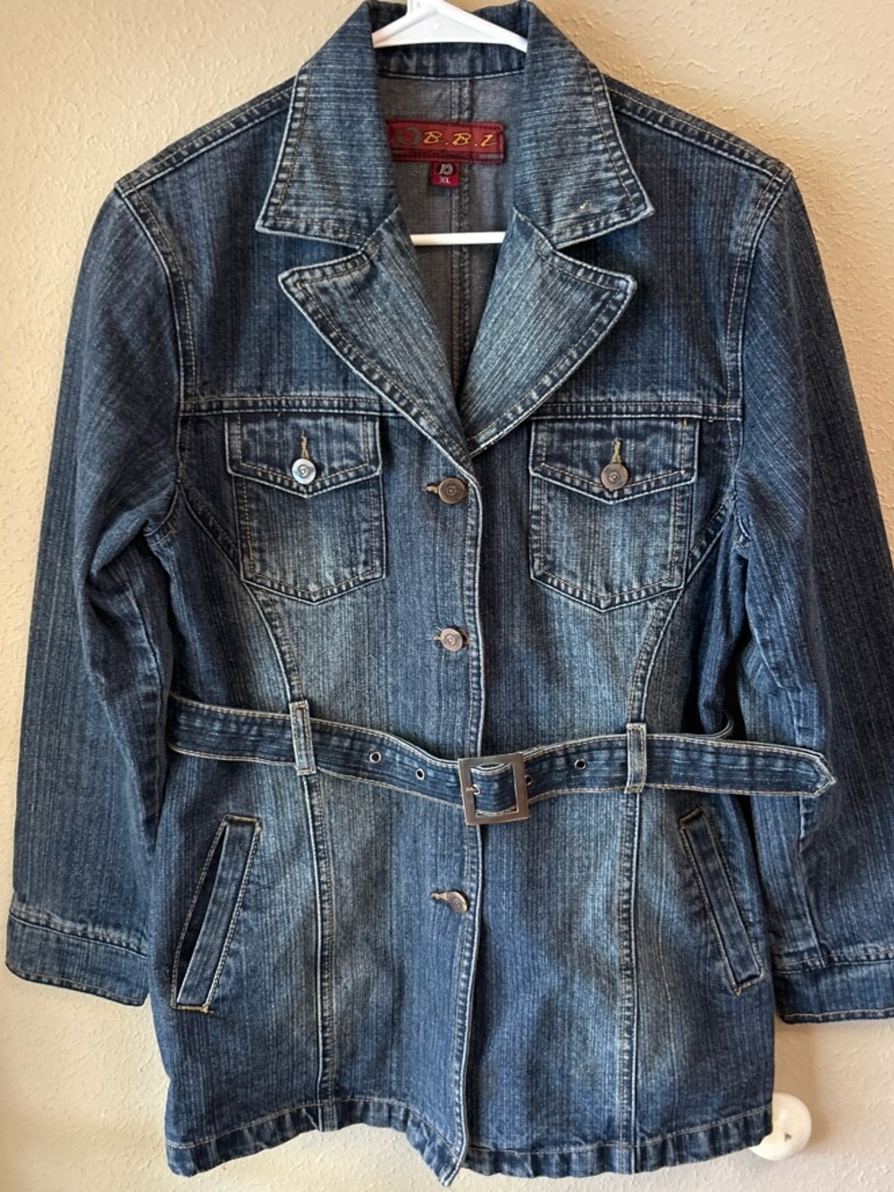 BBJ Los Angeles  Denim Belted Jean Jacket Junior Size XL